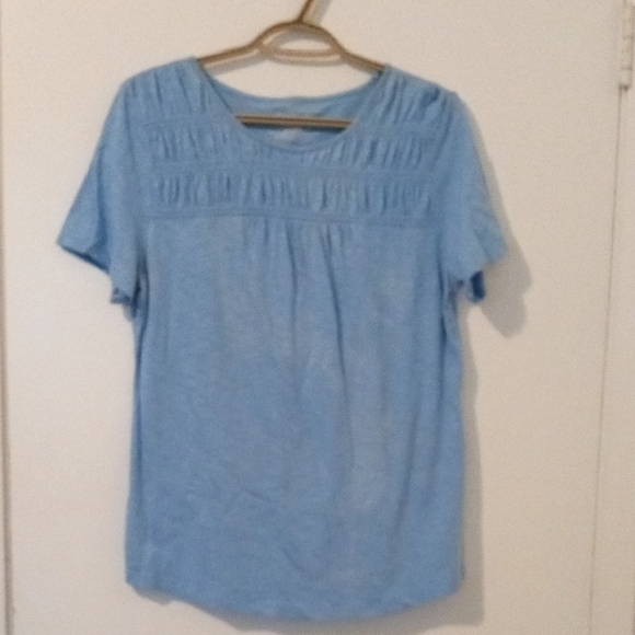 Talbots Blue Relaxed Smocked Top - Picture 1 of 5